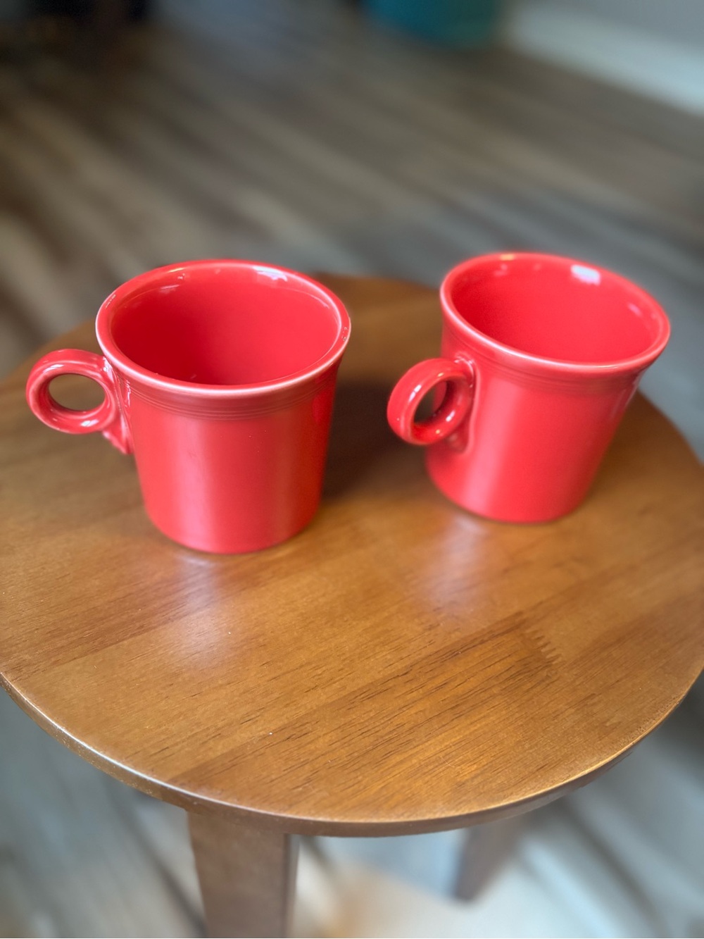 Vintage Fiesta Red Ceramic Coffee Mugs - Set of 2